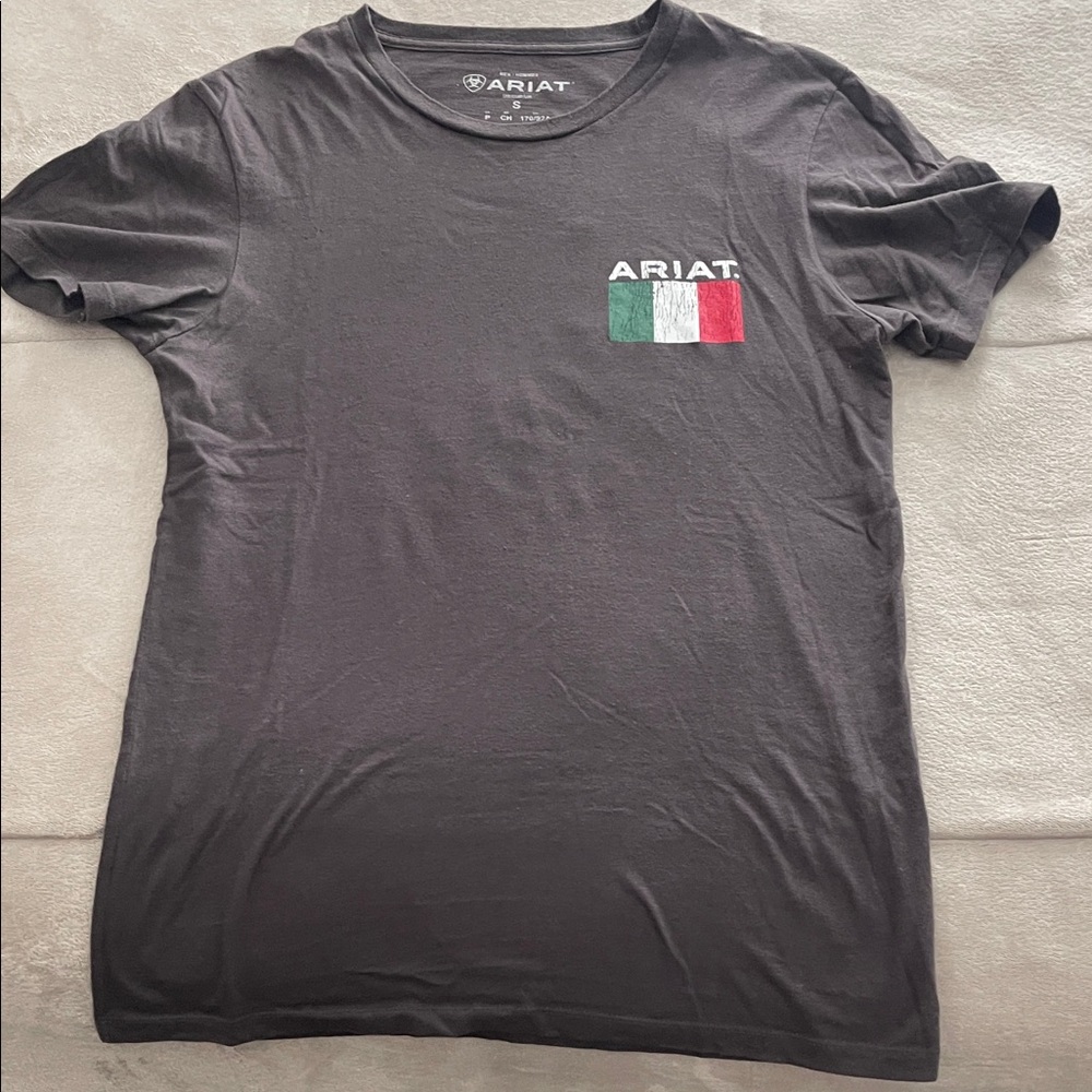 Ariat Charcoal Tee with Tricolor Flag